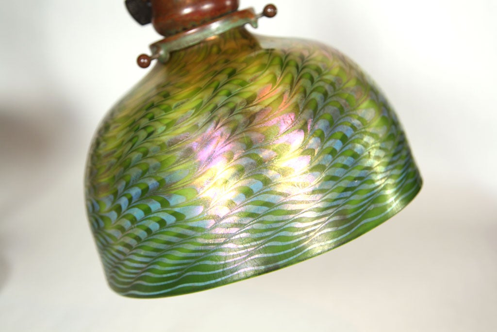 American Tiffany Studios Counterbalance Desk Lamp Damascene Shade